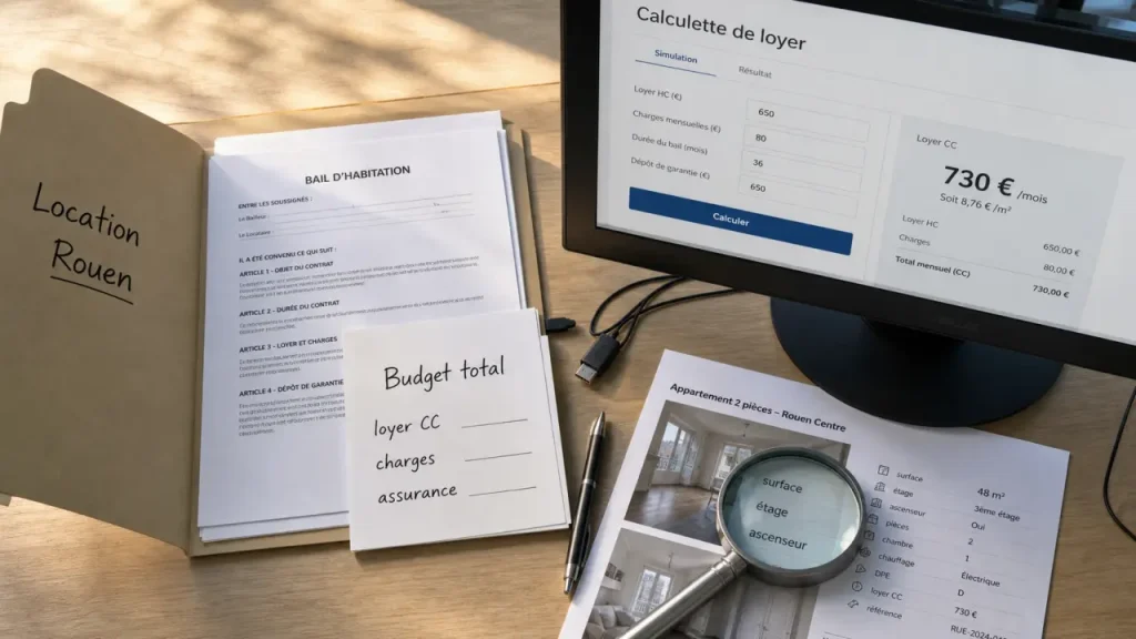 Appartement rouen location : budget total loyer CC et charges