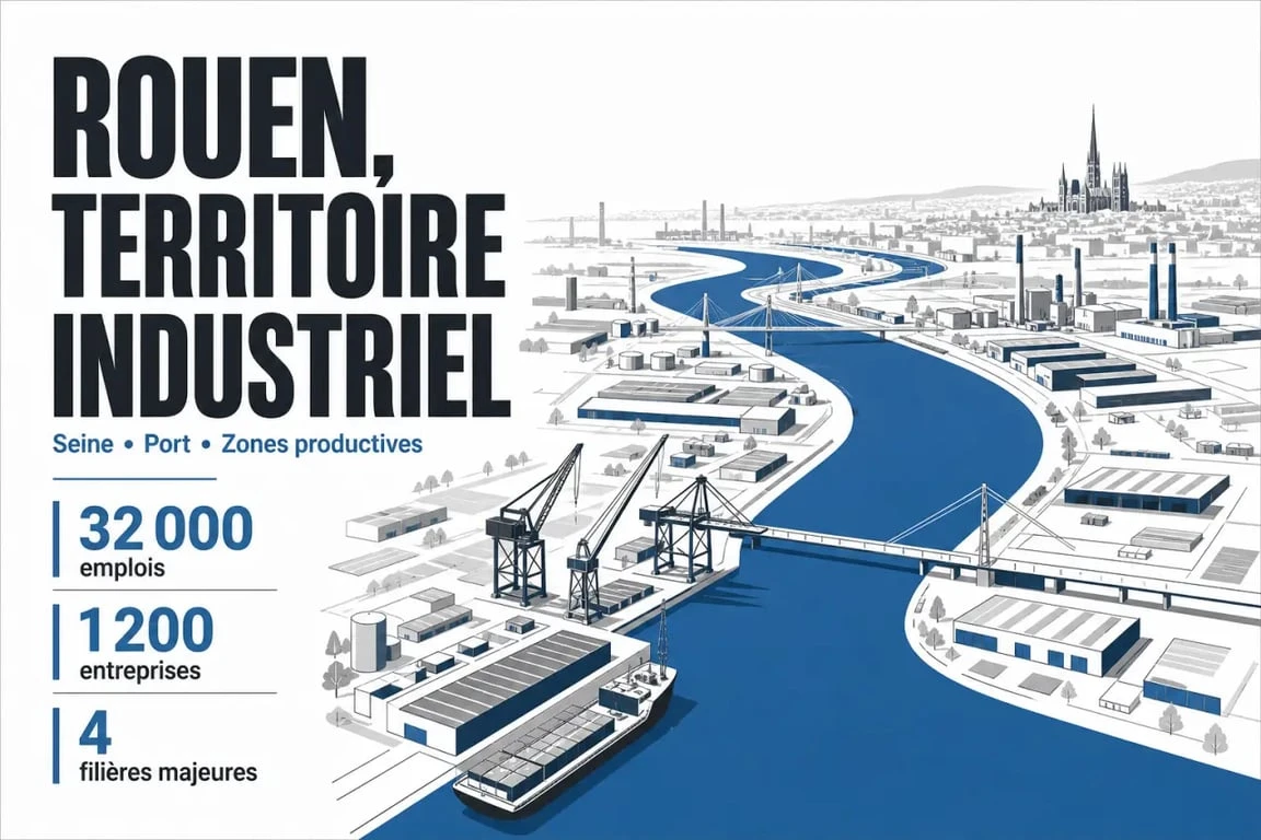 Industrie rouen : vue éditoriale du port, de la Seine et des filières industrielles locales