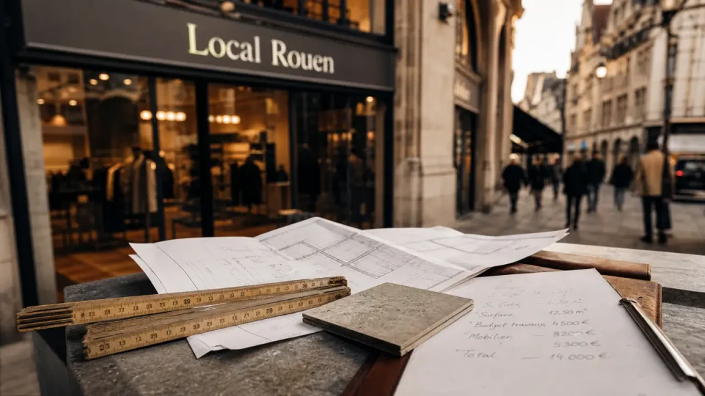 Local commercial rouen : flux piéton et accessibilité logistique devanture vitrine