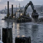 Dragage port Rouen : drague fluviale en opération
