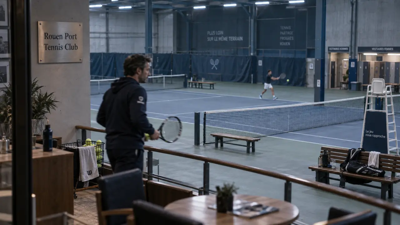 Rouen Port Tennis Club : deux courts couverts, vestiaires et joueur