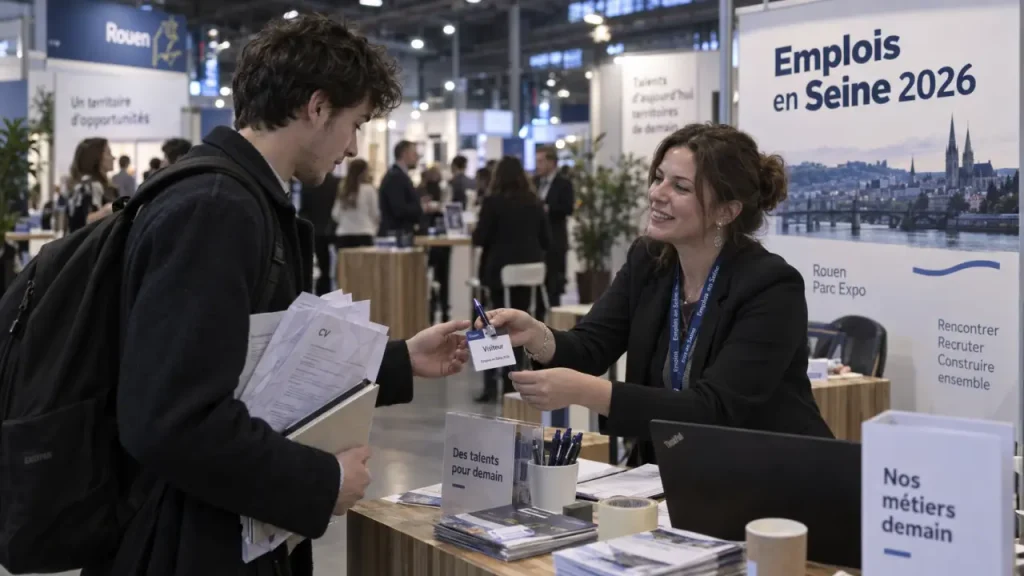 Salon de l’emploi Rouen 2026 à Parc Expo : candidats et recruteurs, entrée gratuite, CV et badge