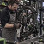 culture velo rouen atelier vélo électrique, mécanicien ajuste un VAE